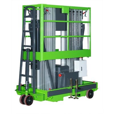 Manual Pushing Mobile Aerial Work Platform Double Mast 12m 200Kg Loading Capacity
