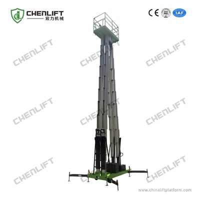 14 Meters Height 300kg Loading Capacity Quadruple Mast Insulative Portable Aerial Work Platforms