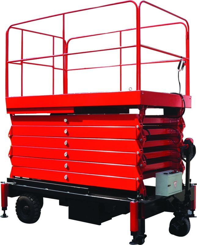 12 meters height mobile hydraulic scissor lift with motorized device loading capacity at 450Kg