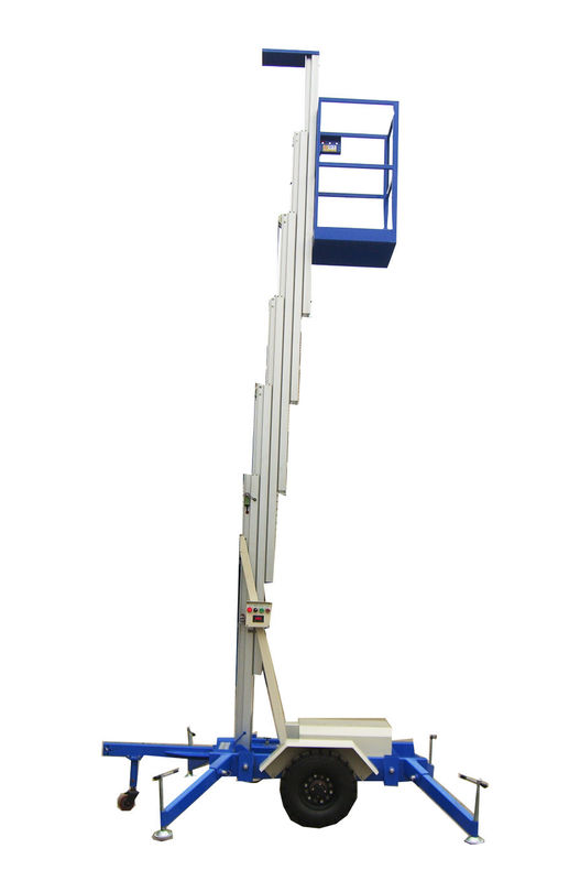 8m Lifting Height Single Mast Aluminum Aerial Work Platform with 130Kg Loading Capacity